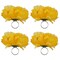 Contemporary Home Living Set of 4 Yellow Peony Flower Designed Napkin Rings 5"
